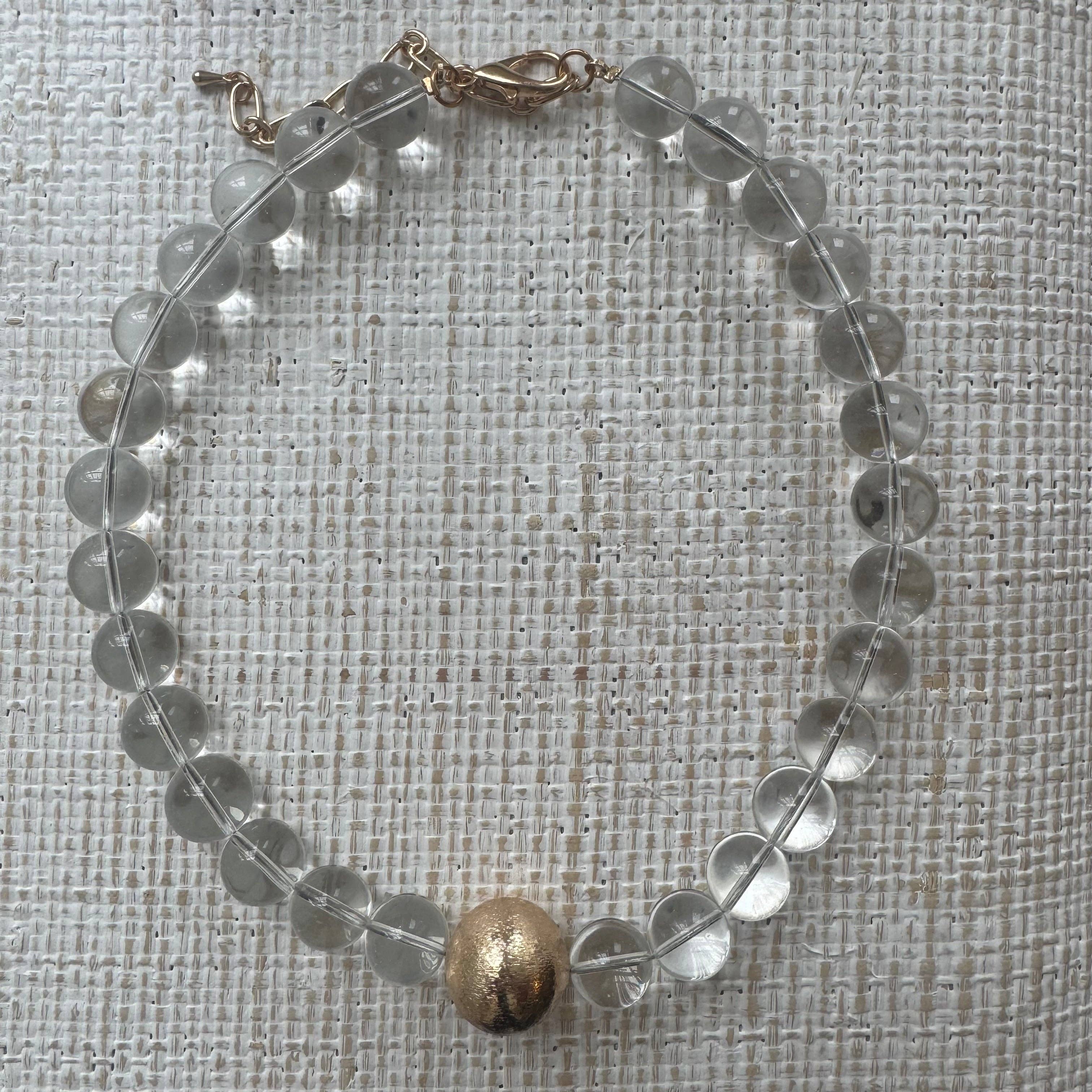 Erin McDermott Jewelry - Wholesale Beaded/Pearl Necklace - Clear Lucite and Gold Ball Necklace1