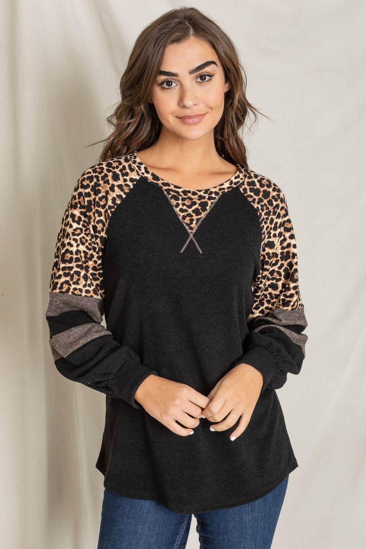 EG fashion - Vente Tunique – femme - Tunique léopard à blocs de couleurs V-Stich0