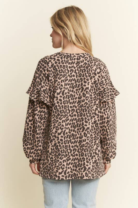 HEIMISH - Wholesale Tunic - Women's - ET7972-11 LONG RUFFLE SLEEVE ANIMAL TOP2