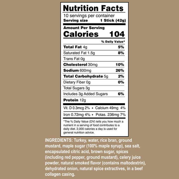 Ostrim - Wholesale Jerky - Maple Brown Sugar 1.5oz (42g) All Natural Turkey, 10 Sticks3