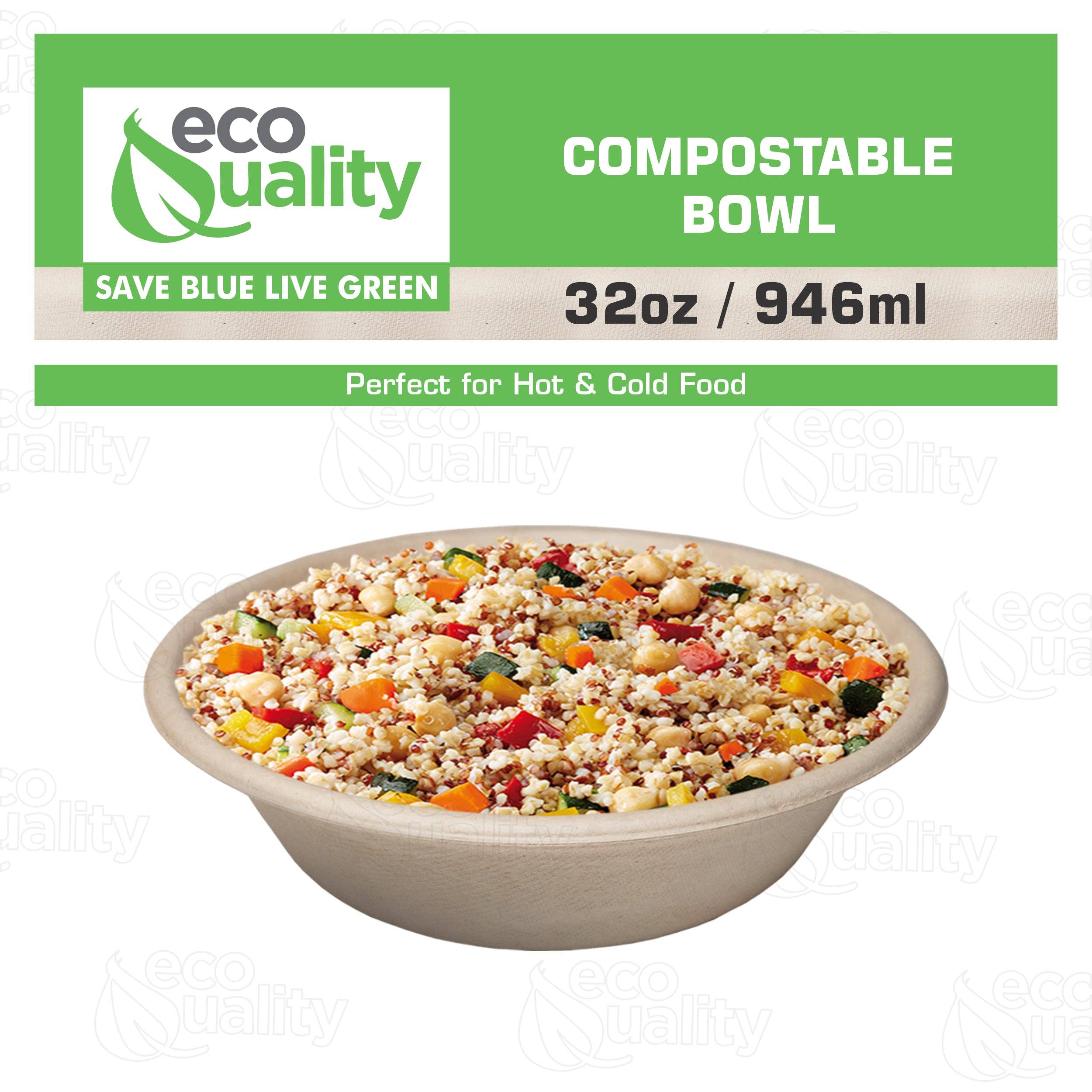 EcoQuality - Wholesale Disposable Plate - 32Oz Compostable Heavy Duty Disposable Bowls, Eco Friendly3