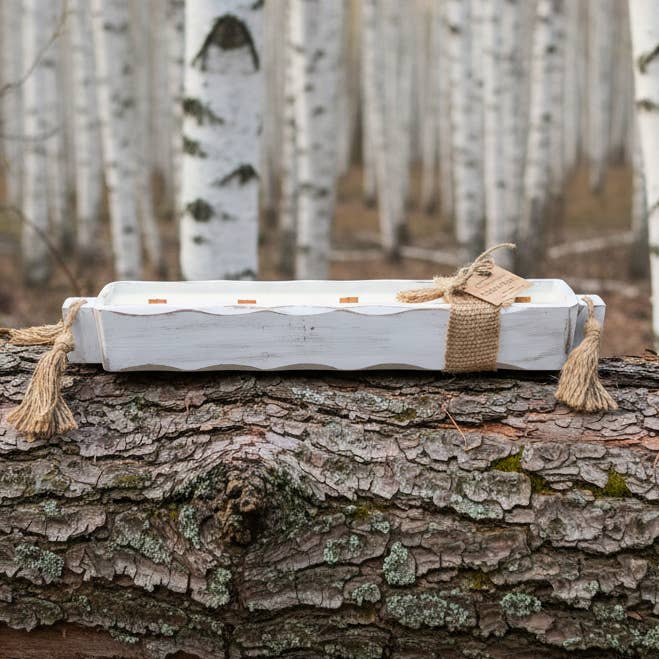 Distressed Candle Tray - Cracklin’ Birch for wholesale by North Country Candle