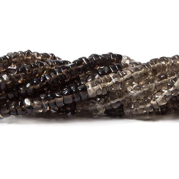 4-5mm Smoky Quartz Shaded plain rondelle beads 16 inches 199 pieces for wholesale by The Bead Traders