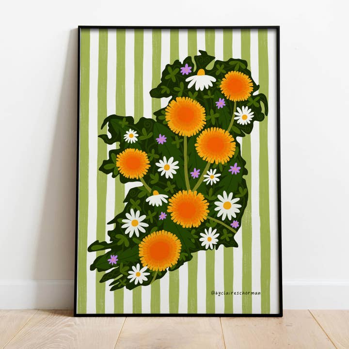 Blomkarta över Irland - Irländsk konsttryck för wholesale av By Claire Schorman