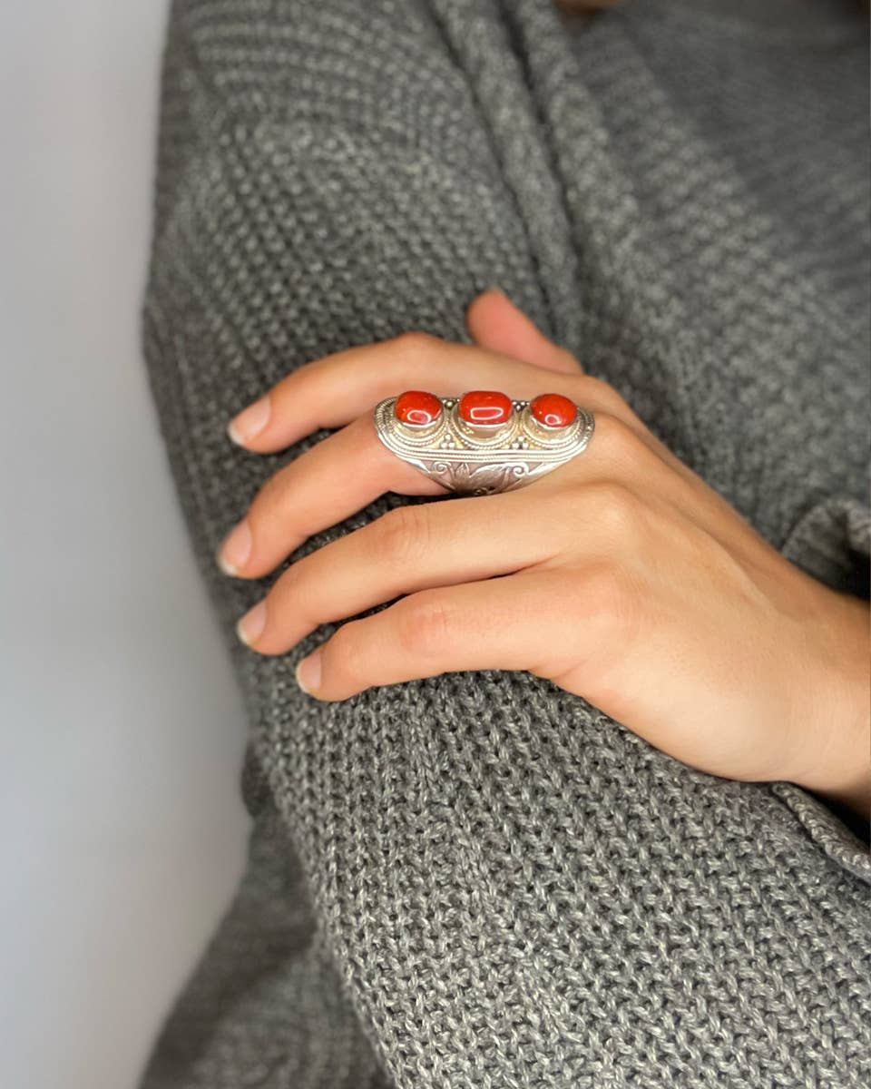 Zig Zag Asian Collection - Venta al por mayor Anillos grandes/de cóctel - Anillo grande de triple piedra Jali18