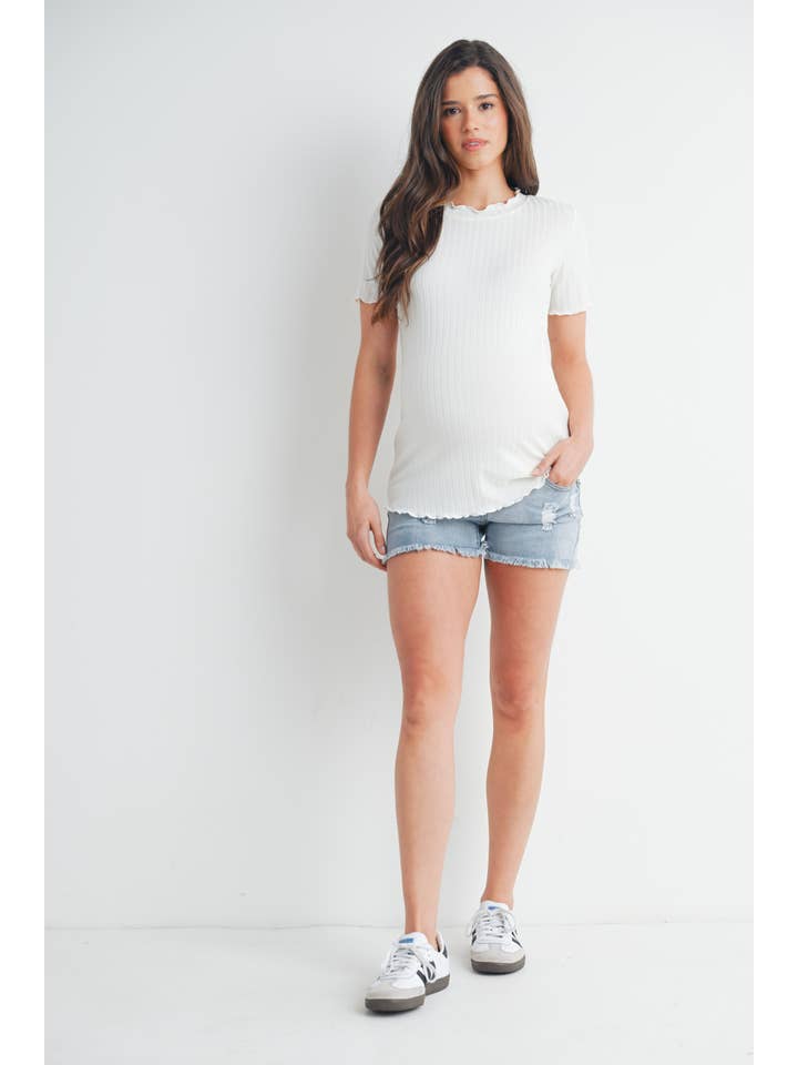 Hello Miz - Wholesale Top - Maternity - Ribbed Short Sleeve Maternity T-Shirt 18