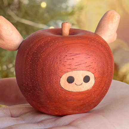 Flying Apple Ornament – Redwood Handmade Decor/Fall/Holiday for wholesale by Senser Woodcraft