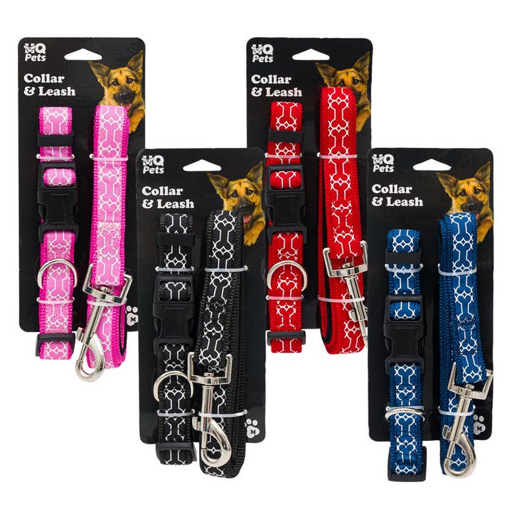 Collare e Guinzaglio per Animali MQ Taglia Media Design Osso per Cani Assortiti per la vendita all'ingrosso da parte di Deluxe Import Trading