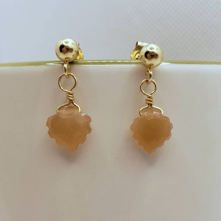 Pendientes colgantes minimalistas - Piedra lunar melocotón para venta al por mayor de Divine Dragon Designs