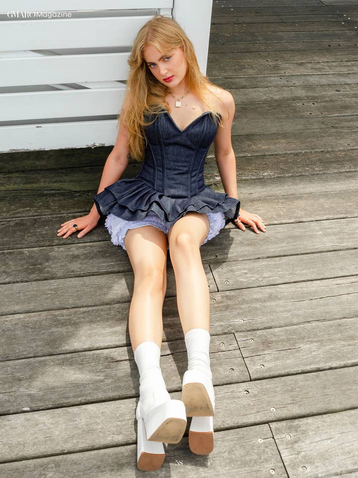 corsettery - Wholesale Dress - Women's - Authentic denim corset dress with fluffy skirt, denim or cotton. Prom, Valentine, mini wedding dress8