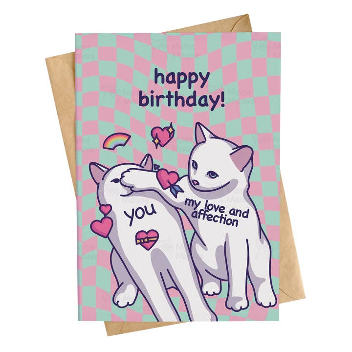 Mon amour et mon affection | Joyeux anniversaire | Carte d'anniversaire amusante pour la vente par Mona Mauve • Silly Art!