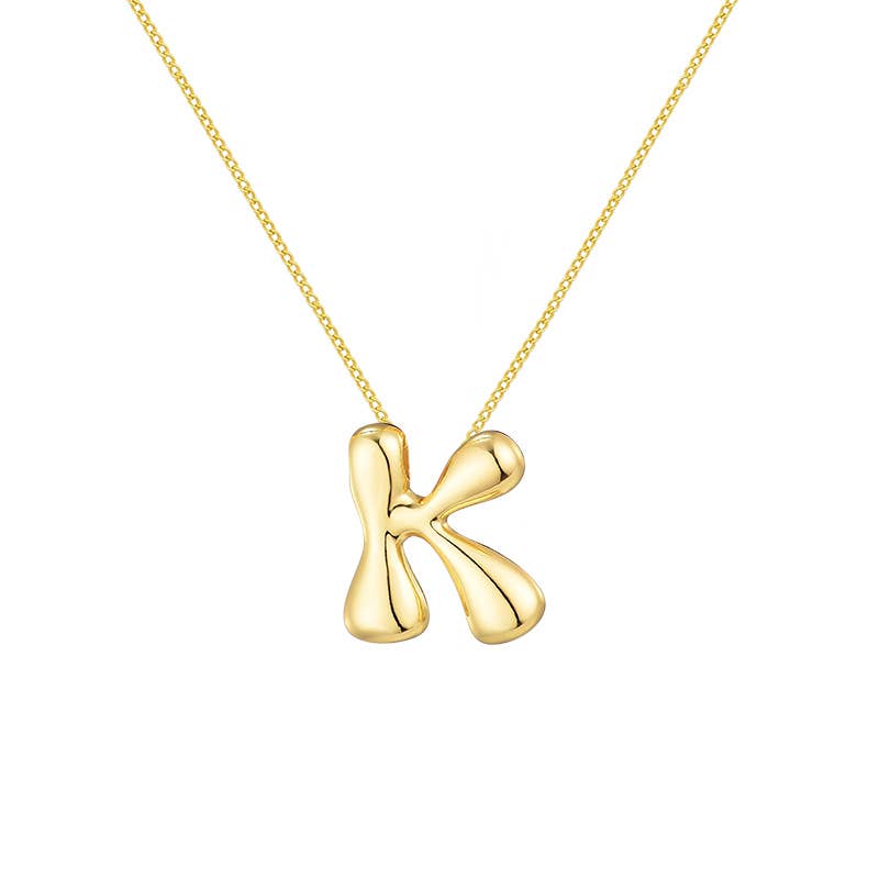 AMORINO SRL - Wholesale Pendant/Charm Necklace - LARGE BUBBLE INITIAL NECKLACE - JN24512B89GOLD9