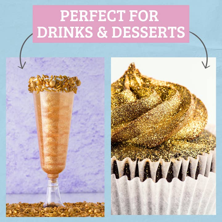 Sweets Indeed - Wholesale Cocktail Mix/Syrup - New Year Edible Glitter 3 Pack - Silver, Gold, Iridescent