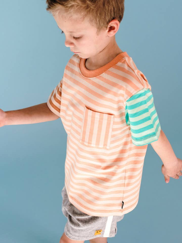 PRINTED STRIPE SHORT SLEEVE T-SHIRT for wholesale on Faire2