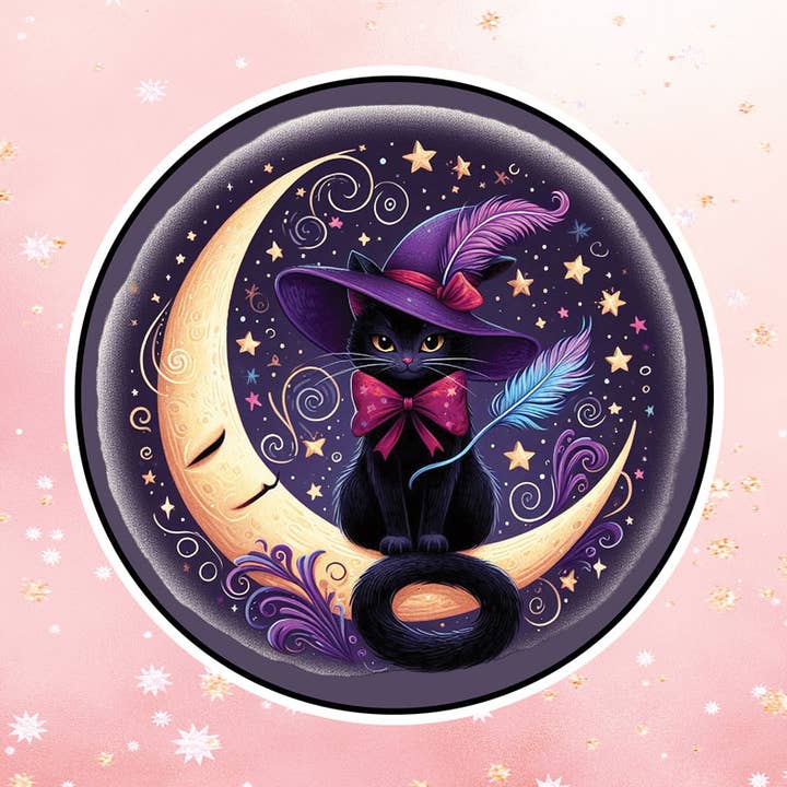 London Luxury Candles - Wholesale Sticker - Cat Purple Moon Slices Vinyl Sticker0