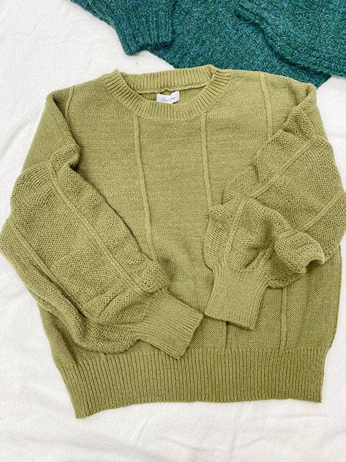 SOLID OLIVE WIDE SLEEVE KNIT SWEATER 30716 for wholesale on Faire1