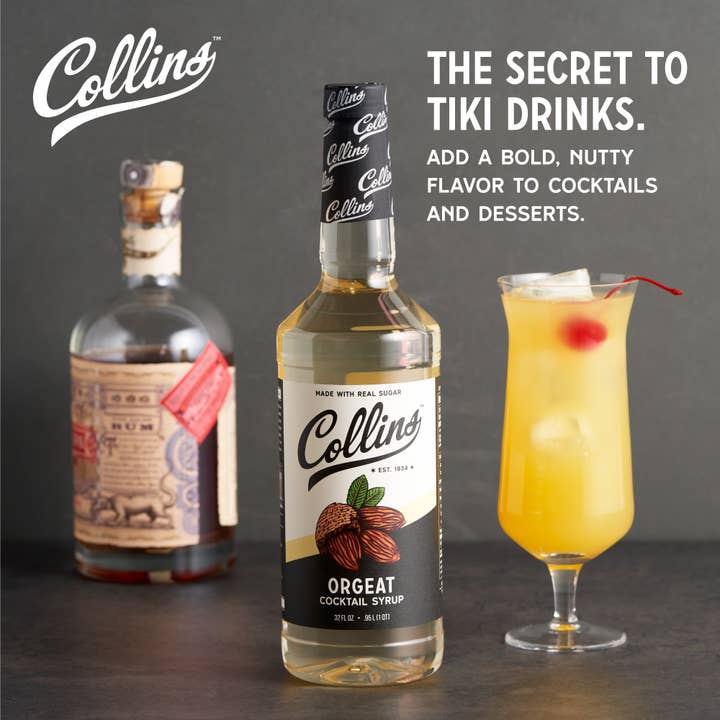 Collins - Wholesale Cocktail Mix/Syrup - Real Sugar Orgeat Tiki Cocktail Simple Syrup 32 oz1