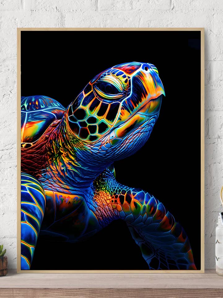 Sea Turtle Bold Neon Colors Canvas Wall Art Print for wholesale by Arttique - Artistry Canvas Prints