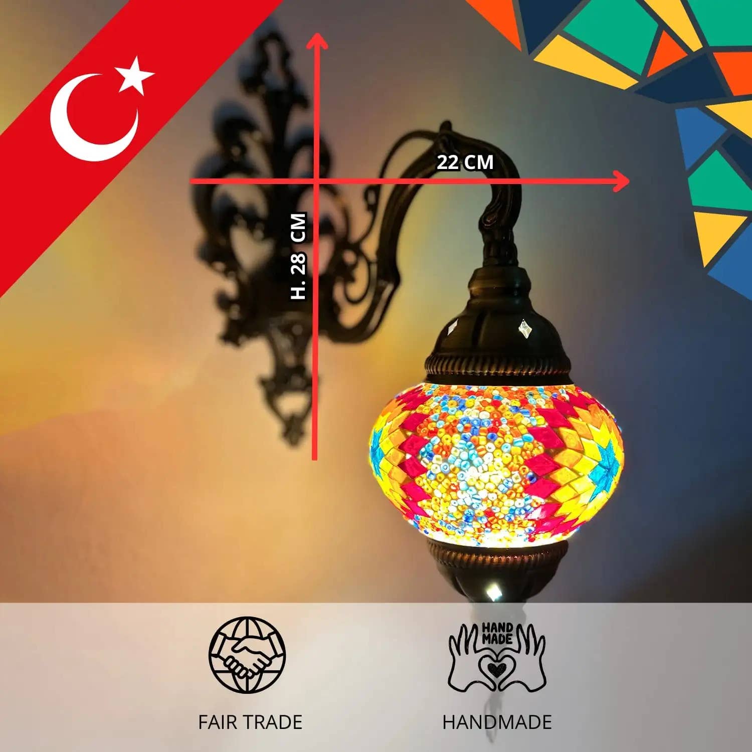 Etnico del Mondo – Arandela por atacado – Aplique de Parede Mosaico Estilo Tiffany-Lâmpada Turca #66