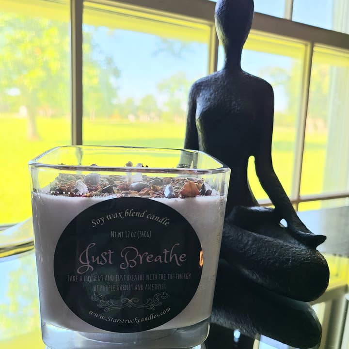 Starstruck Candles - Wholesale Jar/Filled Candle - Just Breathe Crystal Intention Candle3