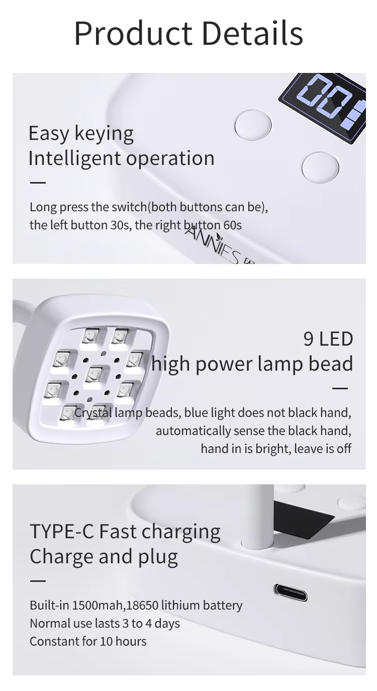 VIGOR - Wholesale Nailcare Set - Adjustable Gel Nail Quick Dry Gooseneck UV Light for Nails6