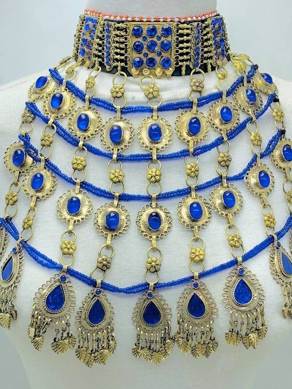 Blue Stones Necklace, Unique Oversized Necklace for wholesale by vintarust