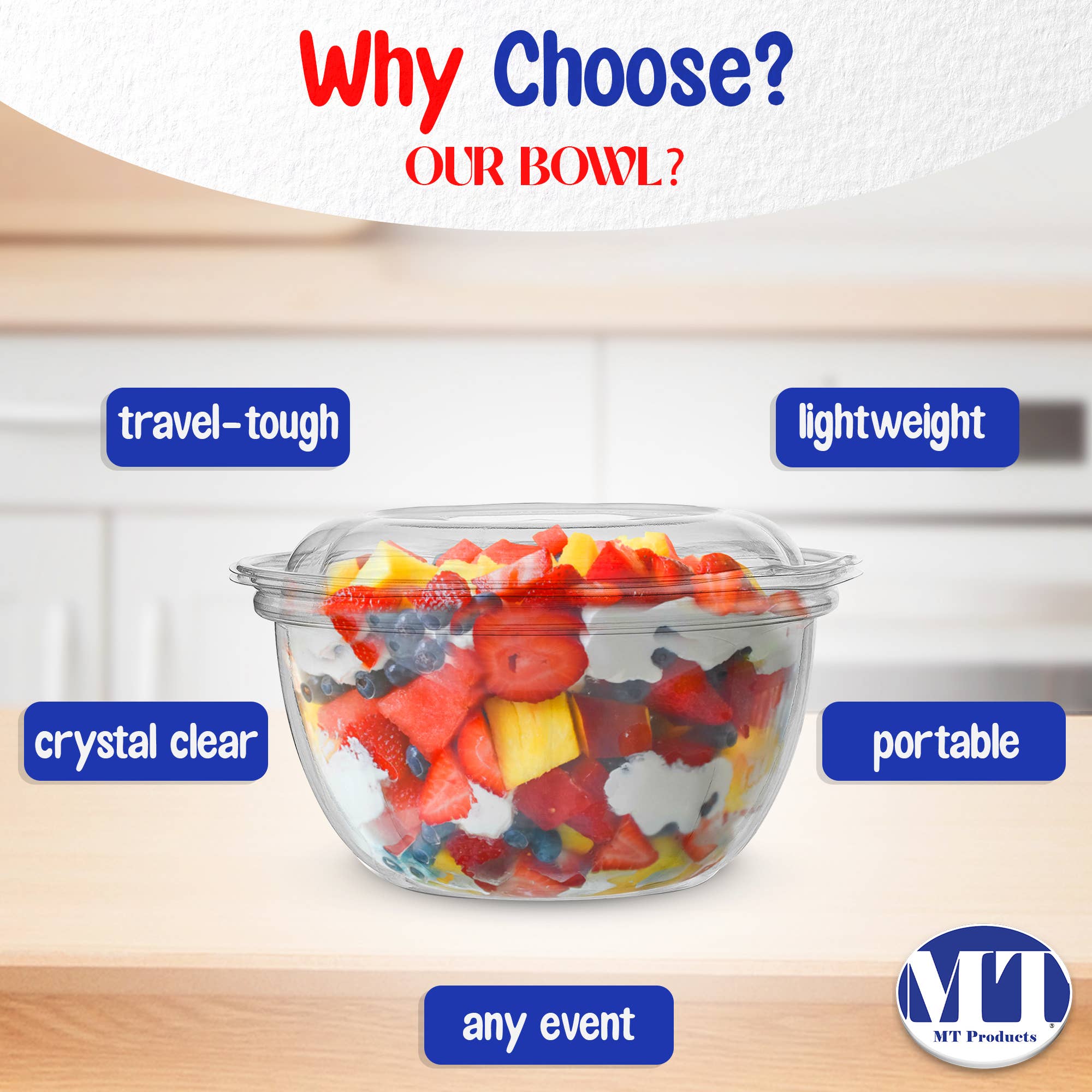 MT Products - Wholesale Food Storage Container - MT Products Clear Plastic Salad Container 32 oz2