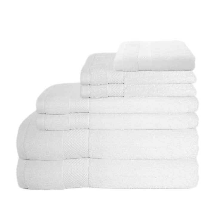 7 Pack Premium Towels Set 100% Cotton 700 GSMÂ Soft White for wholesale on Faire