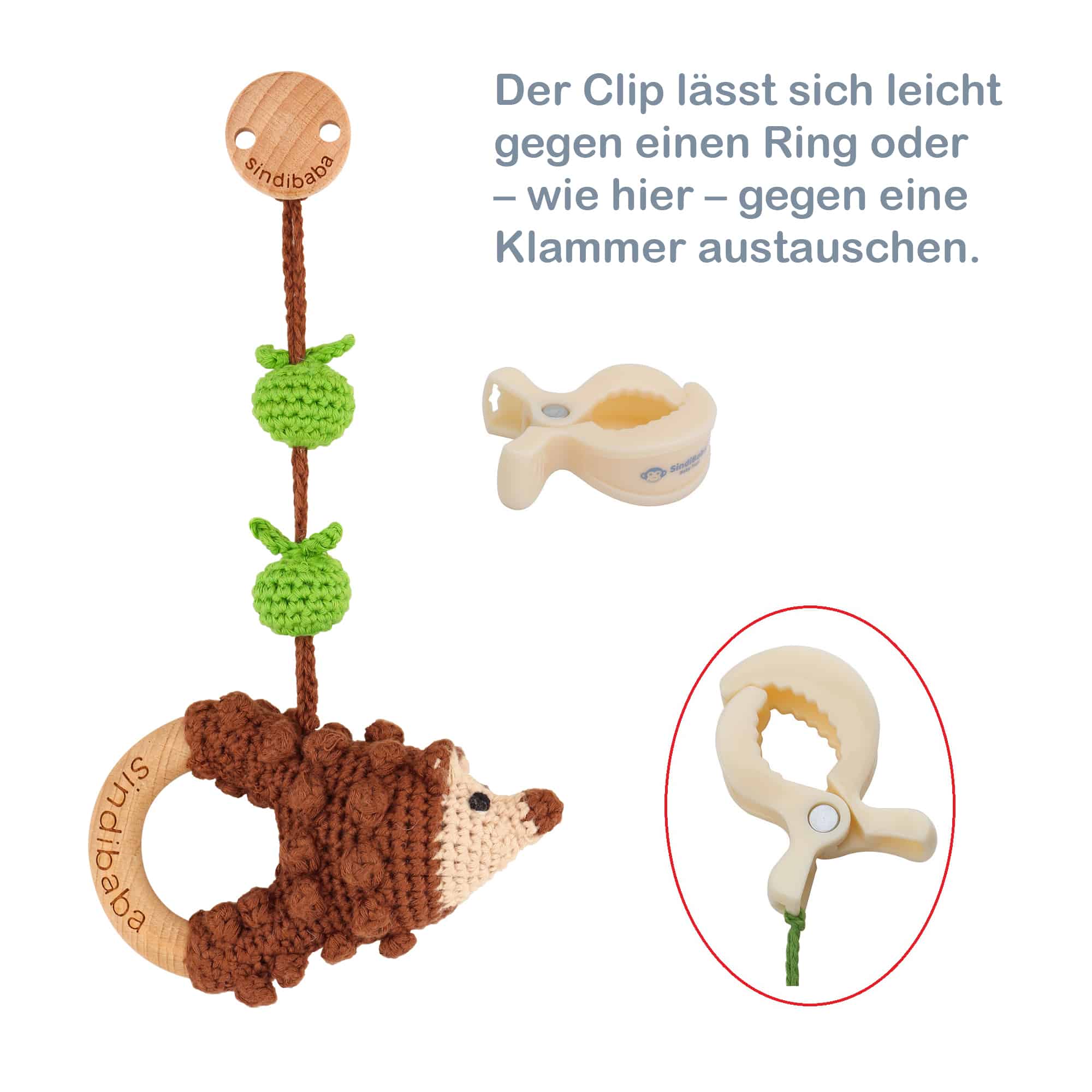 SindiBaba – Großhandel Klassisches Spielzeug – Kinder – Gehäkelter Spielbogen-Anhänger Igel HARRY8