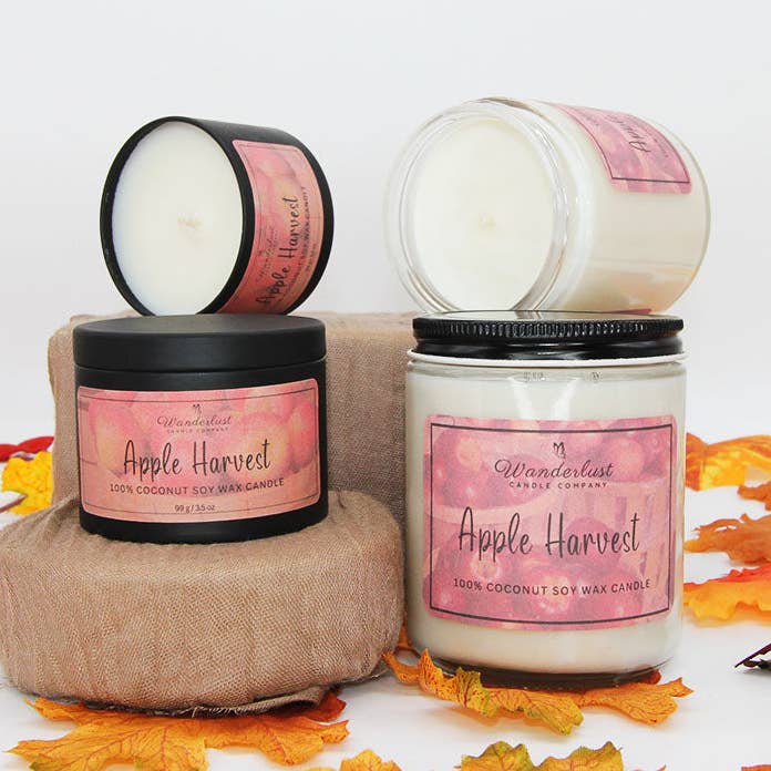 Apple Harvest Scented Candle Wholesale for wholesale by Wanderlust Candle Company