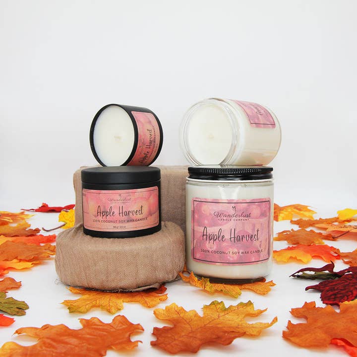 Apple Harvest Scented Candle Wholesale for wholesale by Wanderlust Candle Company