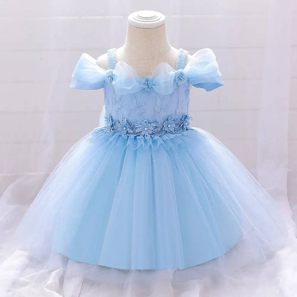 MyKids-USA® - Wholesale Dress - Baby - Newborn Baby Girl Birthday Baptism Dress One Shoulder Puff Sleeves Princess Dress10