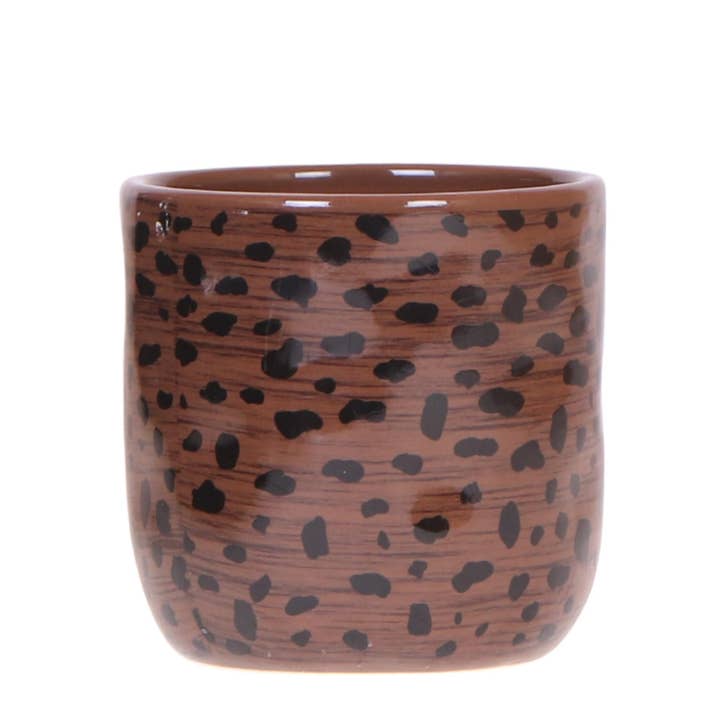 Cache-pot léopard – Pot de fleurs Ø9 cm – Cache-pot en céramique avec motif léopard – Pot décoratif pour plantes d'intérieur – Moderne et accrocheur – Marron/Noir pour la vente par Oasis of Life