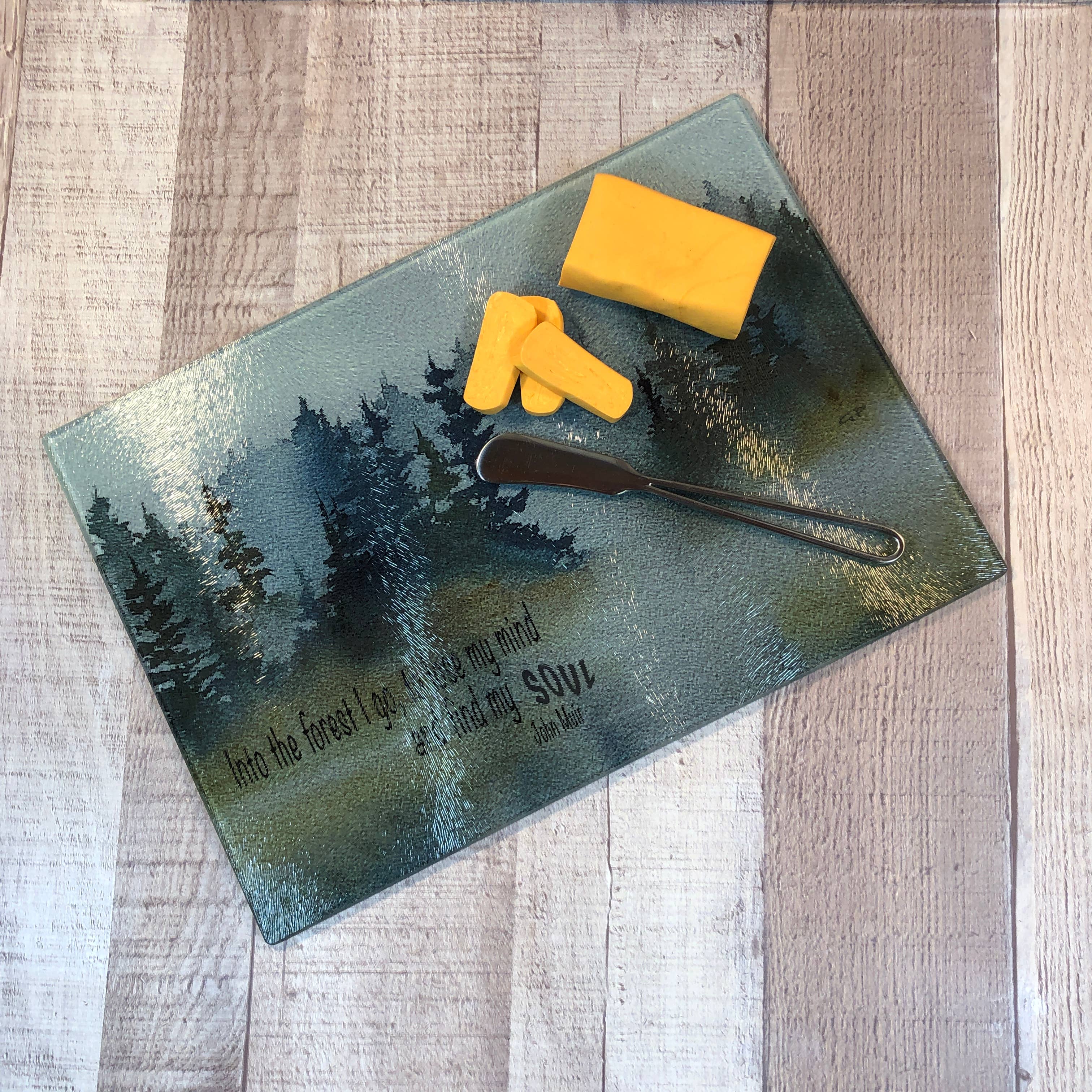 GP Originals - Wholesale Cutting Board - Into the Forest - 11" x 8" Tempered Glass Cutting Board1