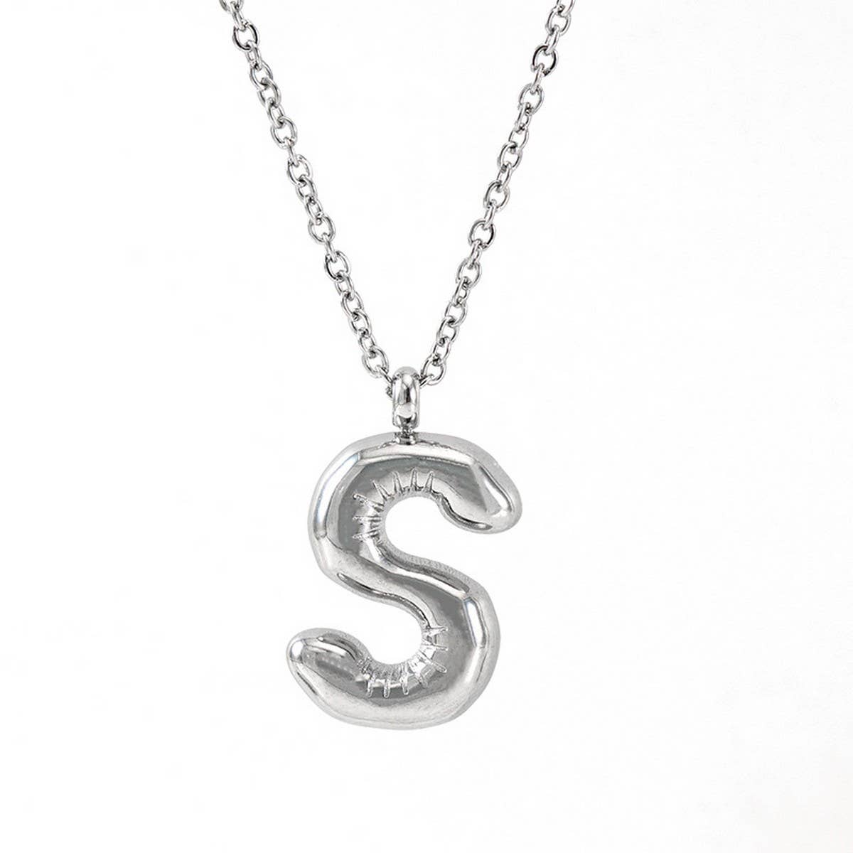 NINEXIS - Wholesale Pendant/Charm Necklace - CWAJE1946_Steel Color Bubble Letter Necklace18