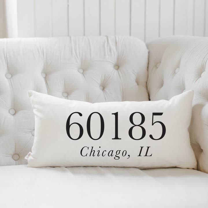 Lumbar Pillow - Personalized Zip Code for wholesale by DWELL Home Shoppe