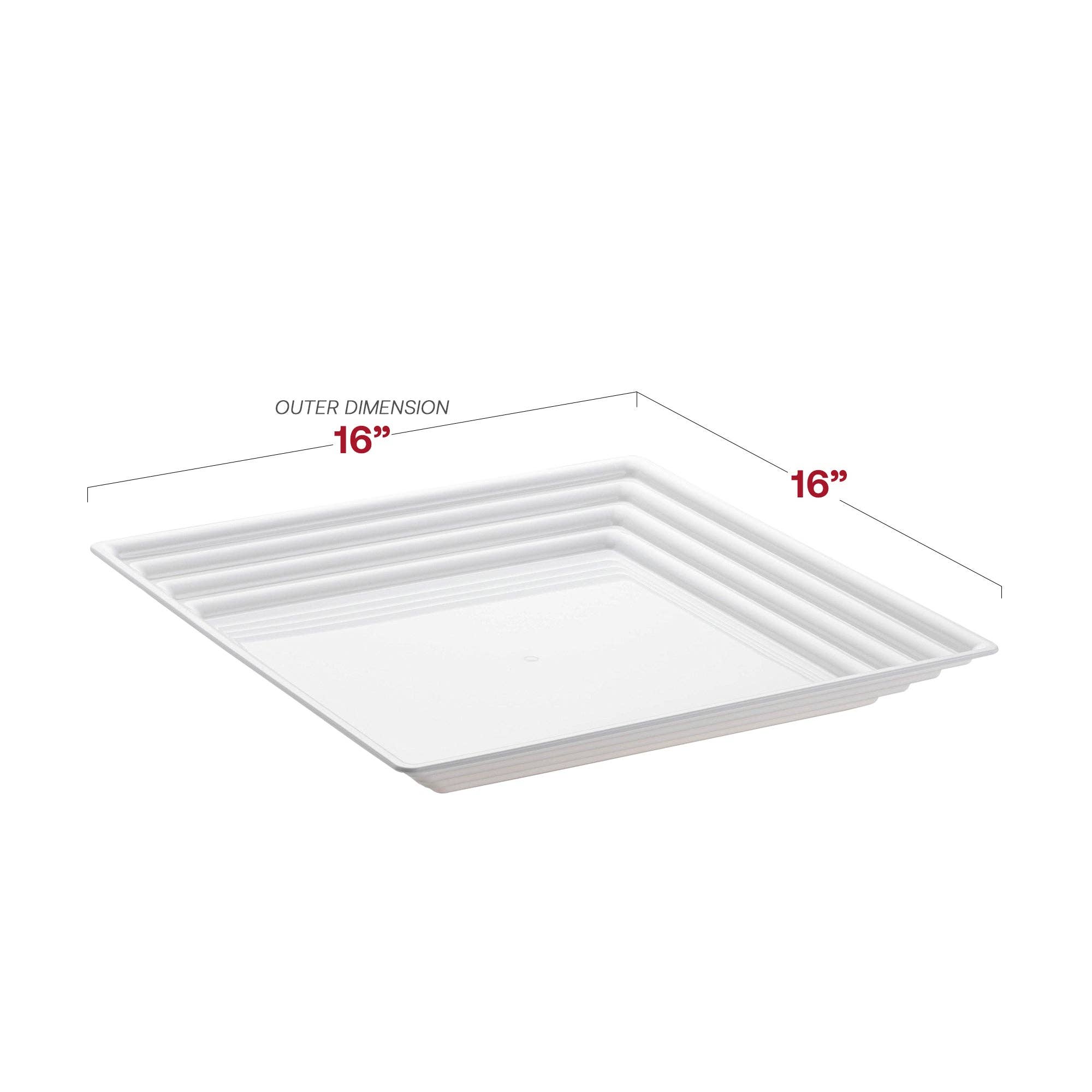 Smarty had a Party - Wholesale Serving Tray - 16" x 16" White Groove Rim Plastic Serving Trays - 24 pcs2