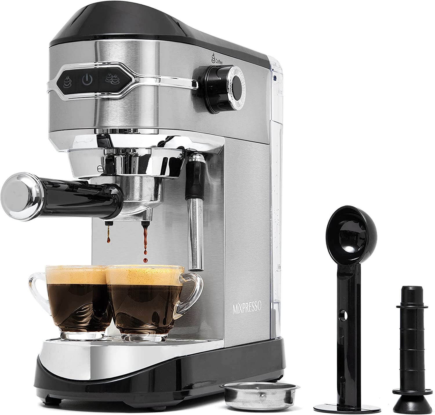 Mixpresso - Wholesale Espresso Maker - Mixpresso Espresso Maker, 15 Bar Espresso Machine With Milk Frother, Fast Heating Automatic Espresso Machine, Steam Wand For Latte and Cappuccino 37 Oz Removable Water Tank, 1450W Coffee Maker (Black)0
