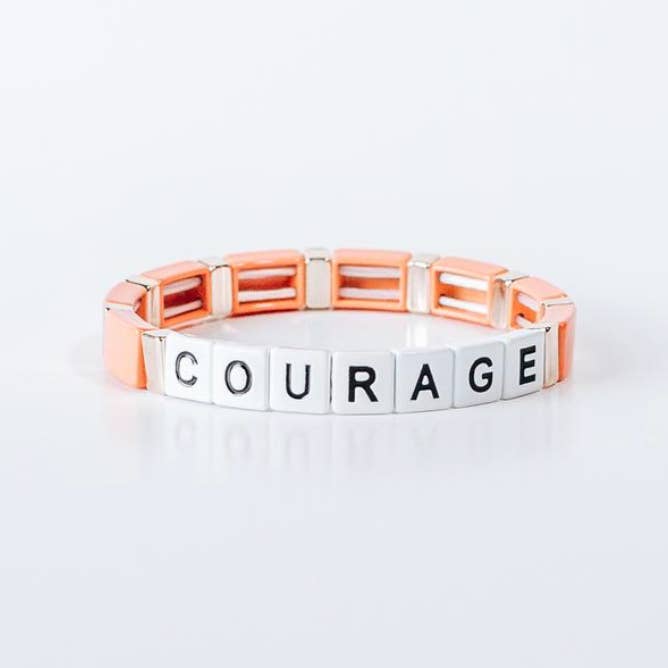 Pulsera elástica con cuentas del alfabeto COURAGE Block, regalo para mujer para venta al por mayor de Candier