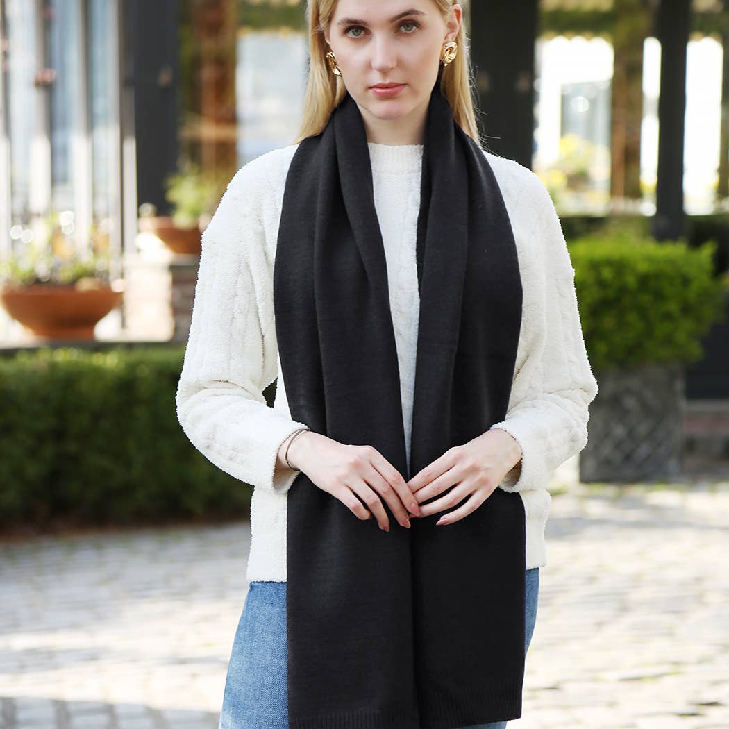 Fashion City - Wholesale Scarf - Women's - Solid Color Soft Ribbed Oblong Scarf1