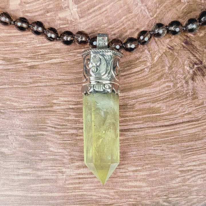 ZINC Designs - Wholesale Pendant/Charm Necklace - Tibetan Citrine Quartz Spike Pendant Beaded Necklace 1
