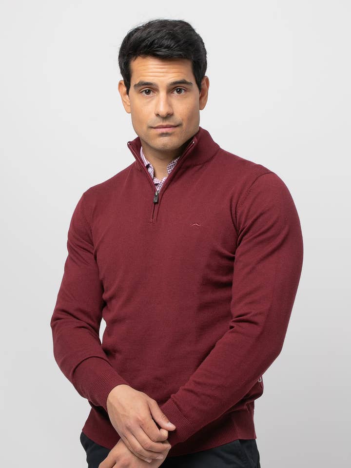 Jersey media cremallera rojo granate liso s/ libro para venta al por mayor de Núñez de Arenas