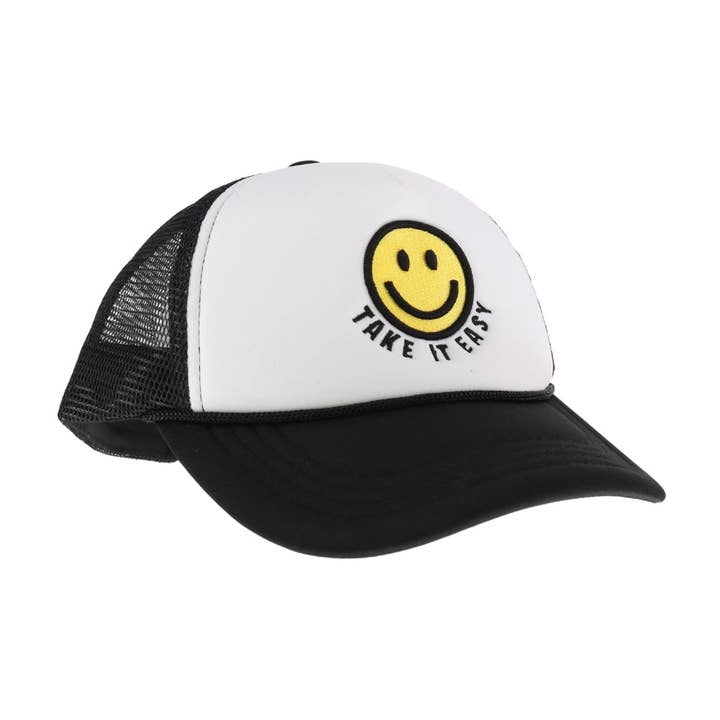 C.C Beanie - Wholesale Trucker Hat - Women's - Take it Easy Smiley Face C.C Trucker Ball Cap TCB01
