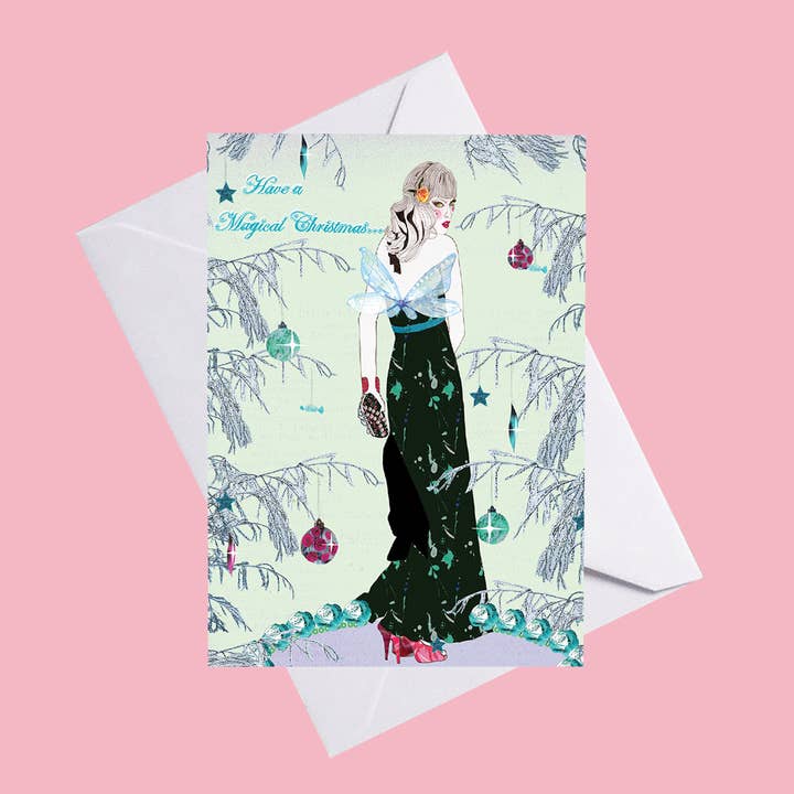 Magical Christmas Fairy Greeting Card for wholesale by Fancypantsrodgers Illustration