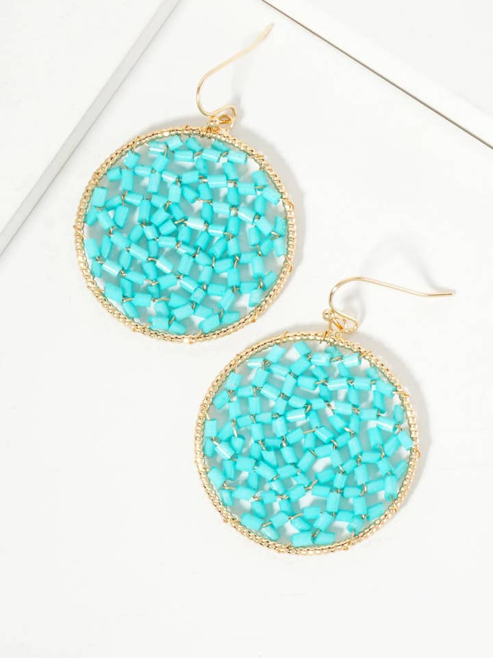 Cylinder-Bead Wire-Wrapped Circle Drop Earrings for wholesale by Wild Honey
