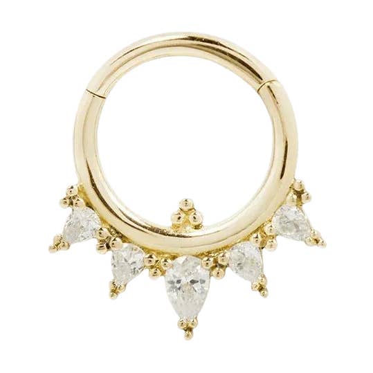 Taja Clicker – Anel Tiara CZ em Ouro 14K por atacado de Piercing-zone