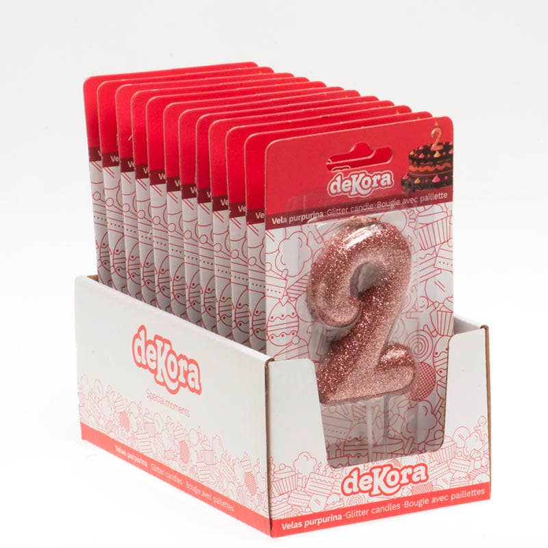 Birthday candle for cakes with pink glitter for wholesale on Faire5