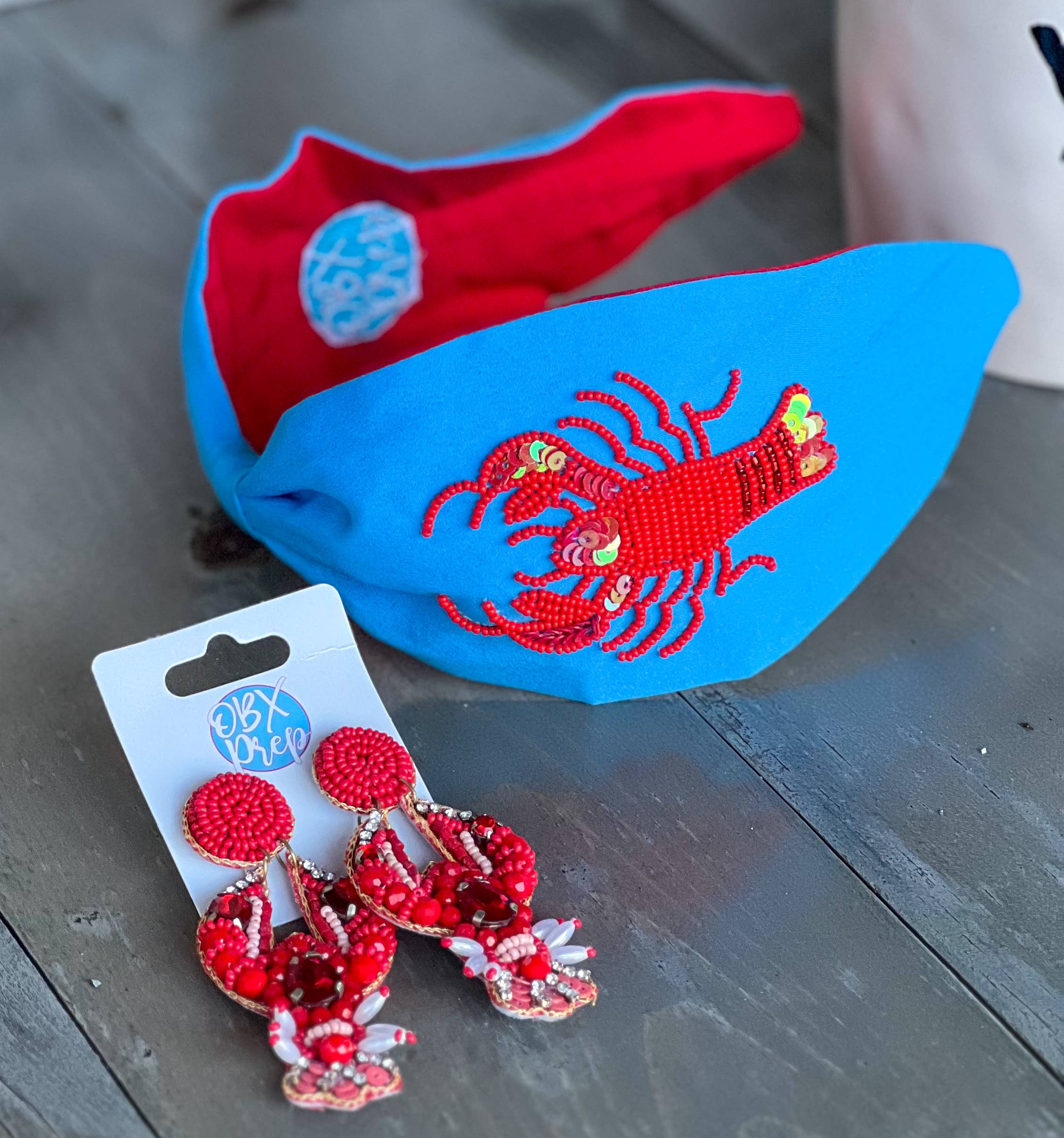 OBX Prep - Vente Bandeau – femme - Turban bleu clair à perles Lobster Seed1