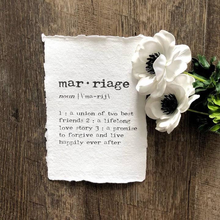 Alison Rose Vintage - Wholesale Art Print - marriage definition print on handmade paper3