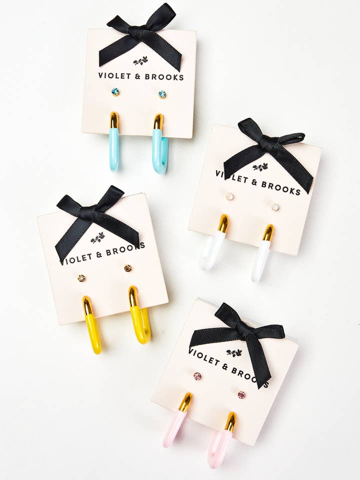 Ovaler Ohrring aus Emaille mit Mohnblumenmotiv für den Großhandel von Violet & Brooks